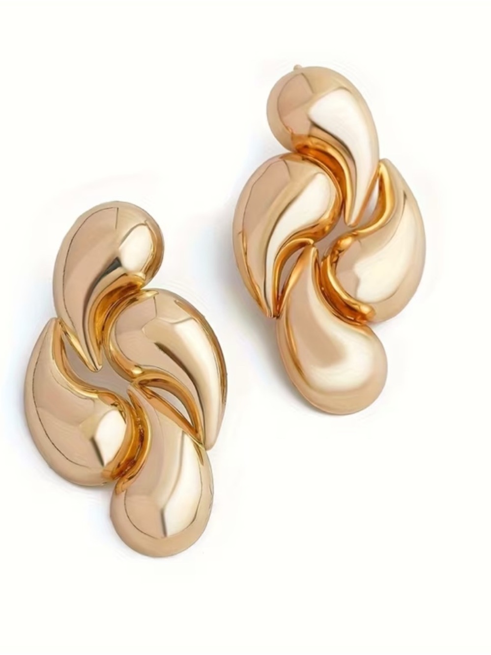 Chunky Gold Swirl Drop Earrings - Women's Fashion Jewelry